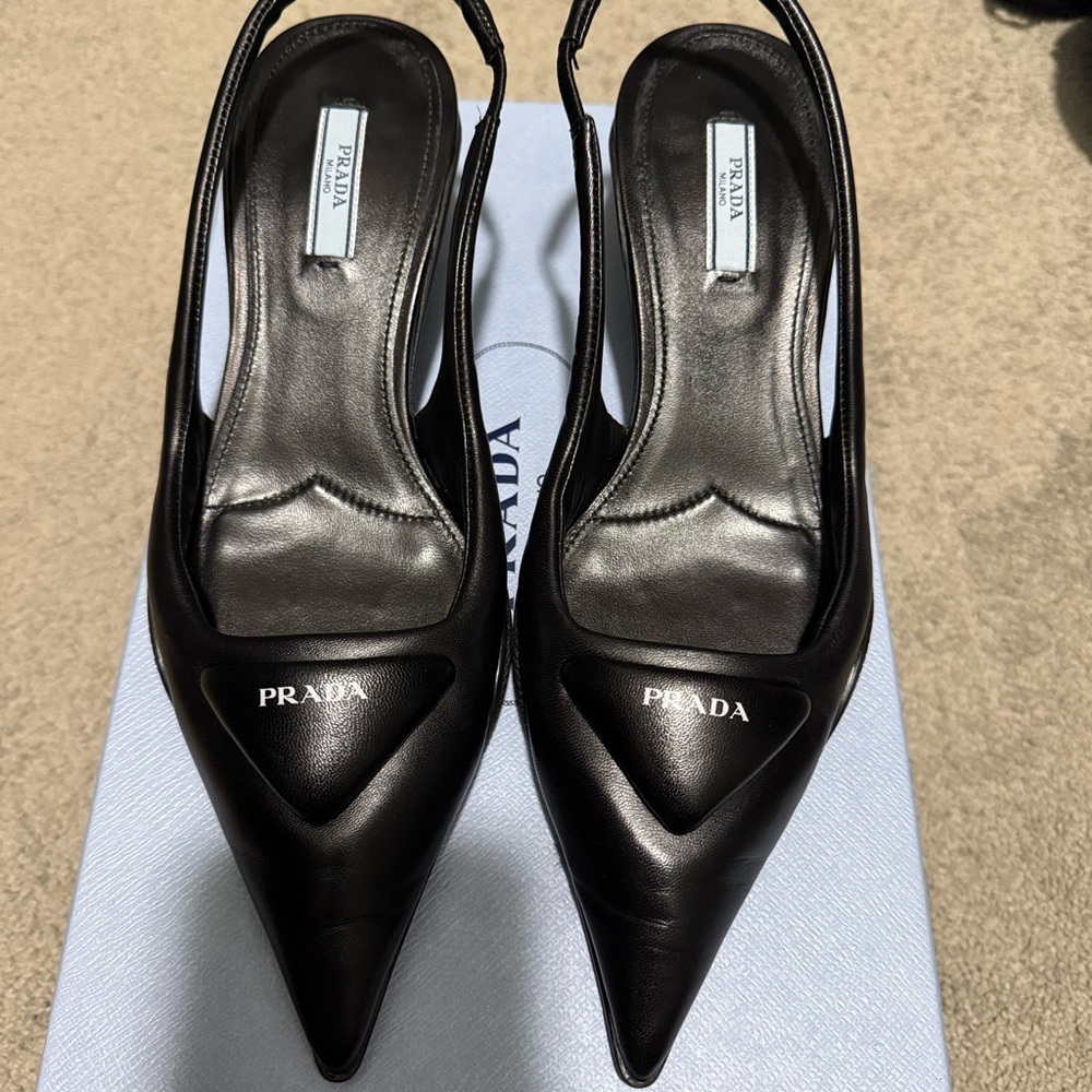 Prada Padded Leather Slingback Pumps Heels